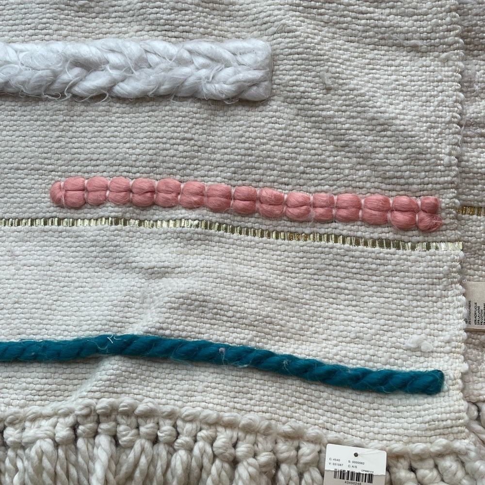 NWT Anthropology wool/cotton White multicolored textured throw for bed/couch - Picture 10 of 14